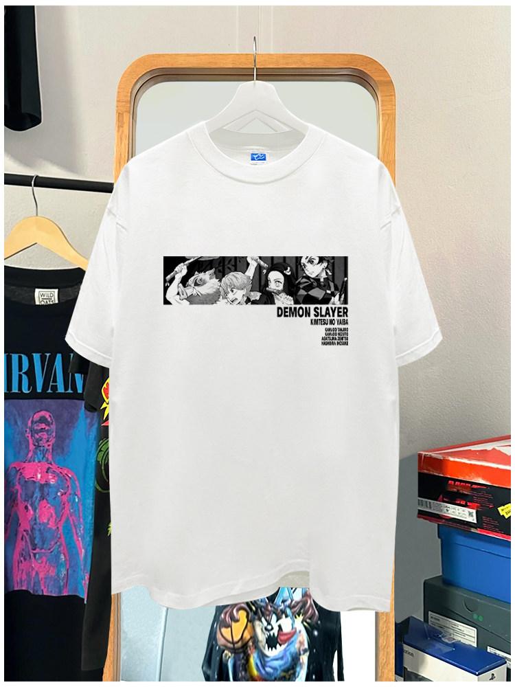 ZX New Style Demon Slayer Shortsleeved Tshirt Printed Loose Vintage American Street Style for Men and Women 4XL