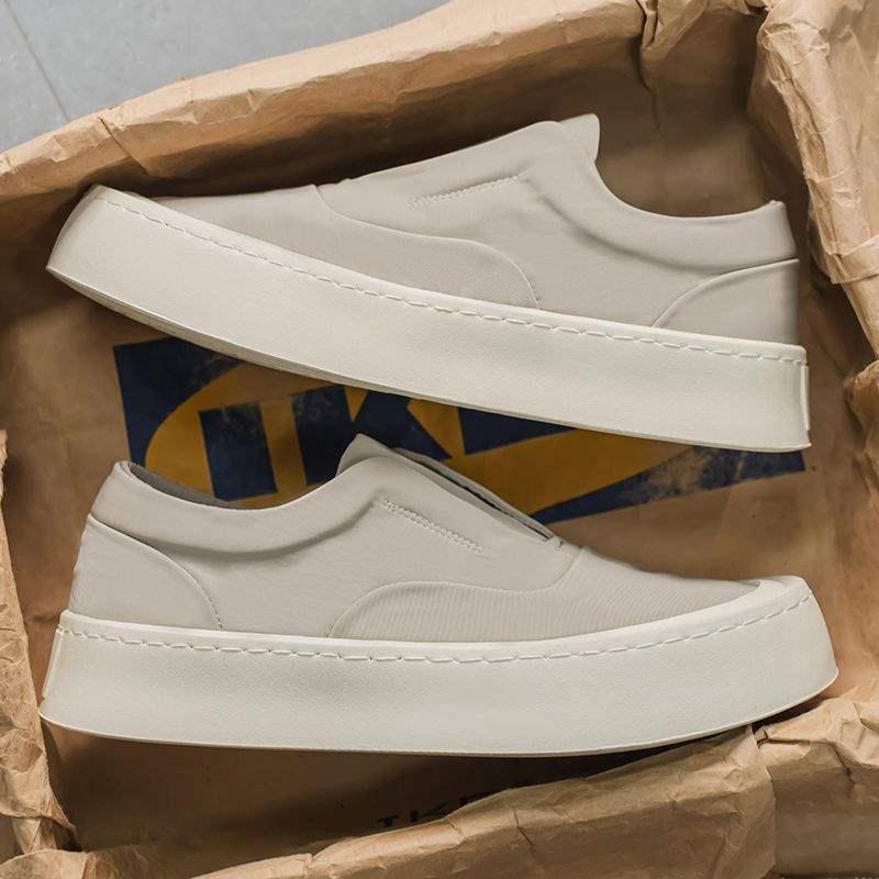 Men's 2025 Trendy Thick-Soled Canvas Slip-Ons: Breathable, Non-Slip, Wear-Resistant Casual Shoes for Spring & Autumn