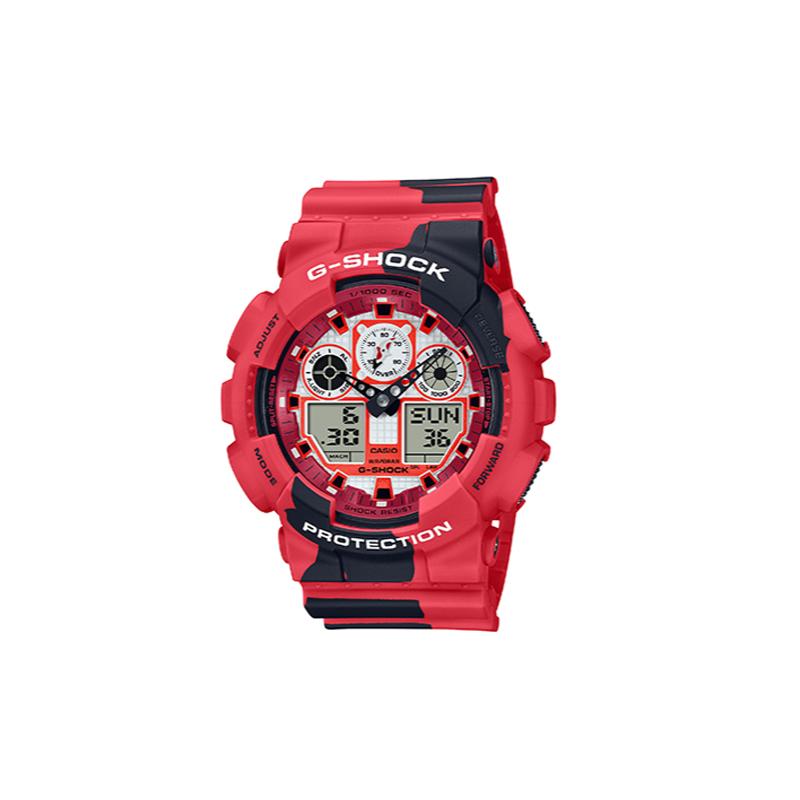 

Casio BlackEyePatch Design Koi Watch Special Gift Box Model 200 Meters Waterproof Quartz Movement Resin Strap Japanese and Korean Watch GA-100JK-4ADR червоний