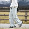 Calças largas masculinas e femininas grandes, primavera/outono Y2K, casuais, largas, com cordão, calças de moletom para homens, roupas coreanas