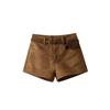 Damen Braune Y2k Wildleder Shorts Vintage Harajuku Shorts Ästhetische Oversize High Waist Kurze Hosen