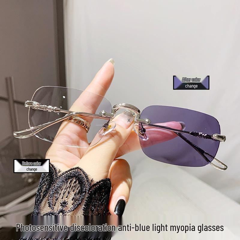 

Женские очки без оправы с фотохромными линзами и защитой от синего света - Стильный рецепт для интернет-знаменитостей