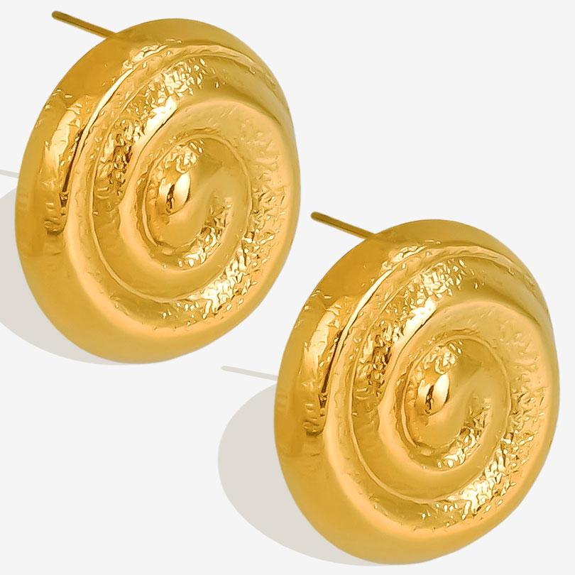 Real Gold Plated Ocean Animal Sea Star Conch Shell Metal Spiral Stainless Steel Ear Studs Earring For Women Men Jewelry Piercing