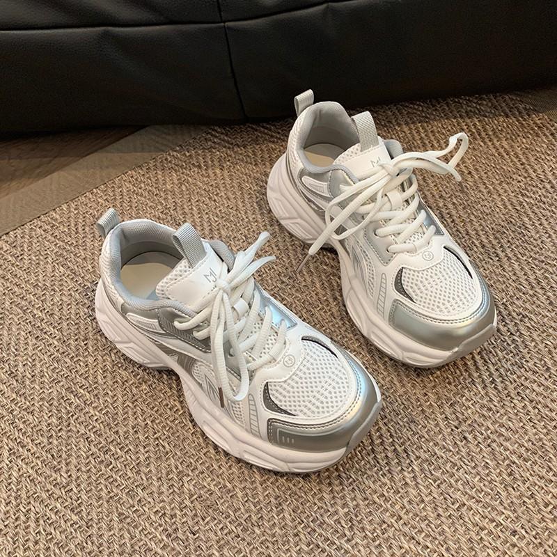 European station mesh dad shoes women's shoes show feet small women's shoes 2025 spring new thick-soled height-increasing versatile sports shoes