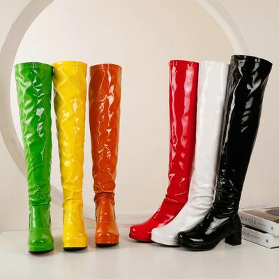 Women Over the Knee High Boots Block Heels Ladies Long Boots Party Women Winter Shoes Plus Size 48