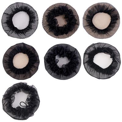 Copertura per panino con retina per capelli Snood in rete elastica nera con foro piccolo per danza classica