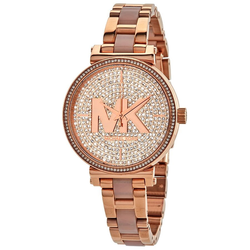 

Женские часы Michael Kors Sofie с кристаллами, корпус из нержавеющей стали с покрытием цвета розового золота, модель MK4336 розового золота