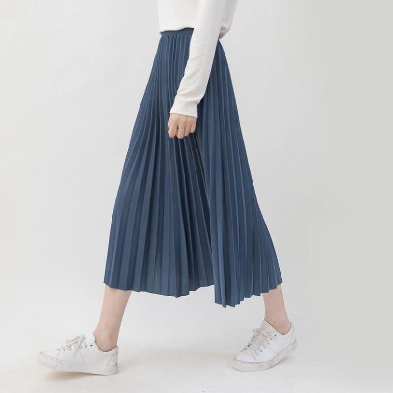 Jupe plissée trapèze élégante pour femmes, longue, décontractée, taille haute, Maxi, printemps été