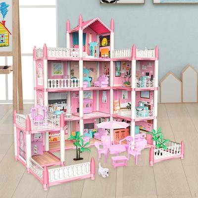 Doll House Dolls Toys Playset Pretend Play Dollhouse Princess Villa Model With DIY Assembly