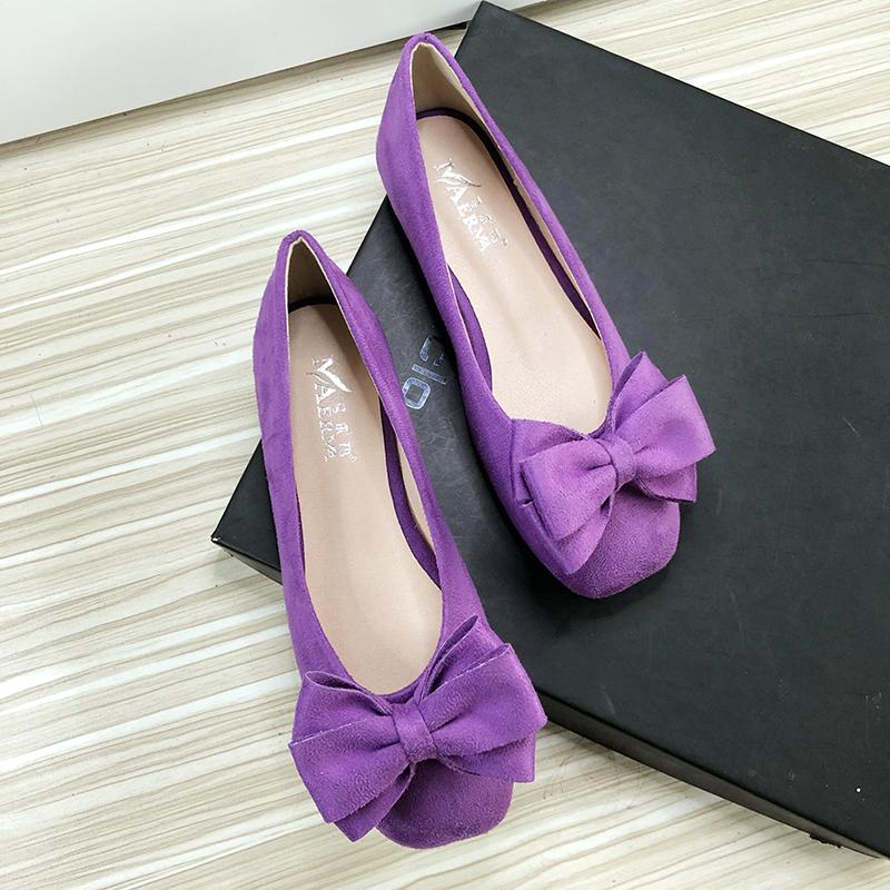 Ballerine da donna Scarpe da barca Azzurro Testa rotonda Fiocco Taglia 33-43 Scarpe basse per donna Pelle di velluto Alta qualità Scarpe estive