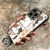 Cartoon Cute Hamster Plating Phone Case For Iphone 16 17 Pro Max Air 16E 14 15 Plus 12 13 Mini Anti-Fall Airabag Cover