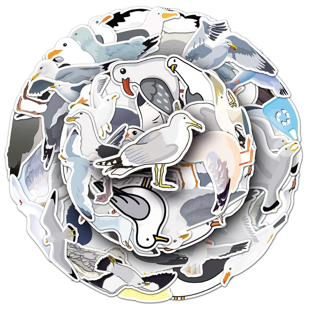 50 Seagull Stickers: Cute Q Version Small Birds & Animals for Journals, Laptops & Decoration