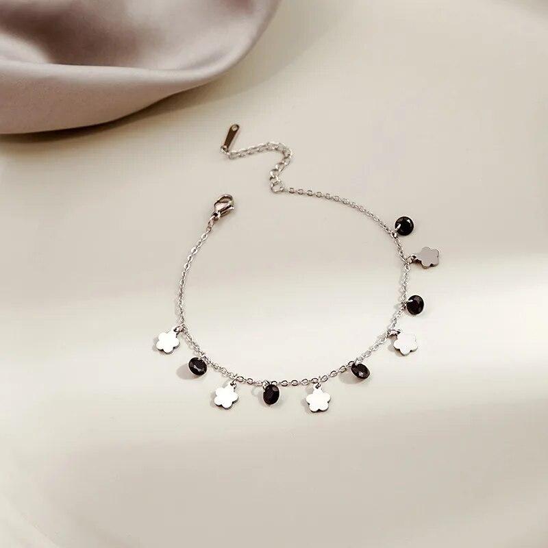 Stainless Steel Wafer Flower Butterfly Heart Pendant Bracelet For Women Fashion Elegant Bracelets&Bangle Party Jewelry Gifts