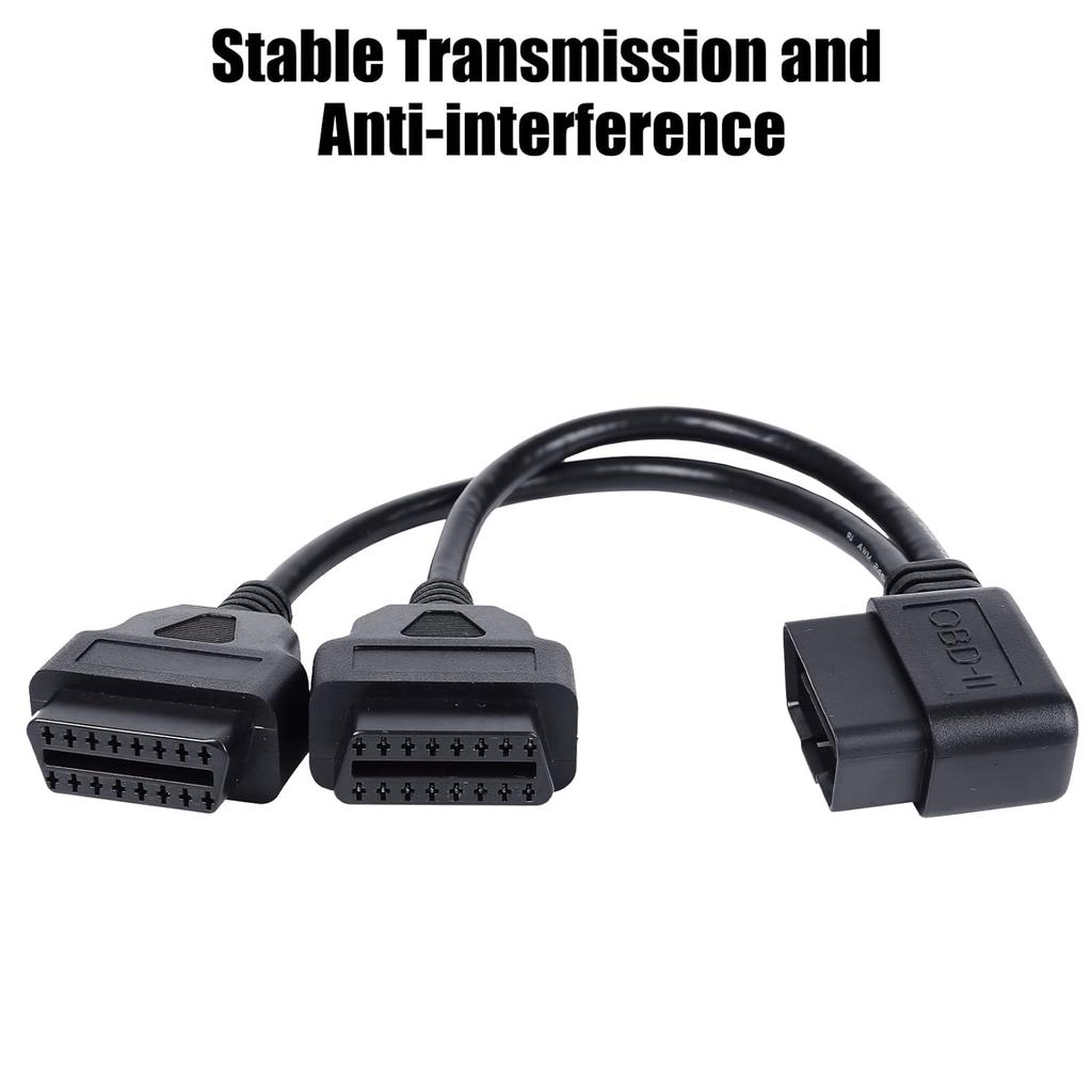 Right Angle OBD2 Splitter Y Cable, 16 Pin 1 Male Splitter To 2 Female Extension Cable 30Cm/12Inch