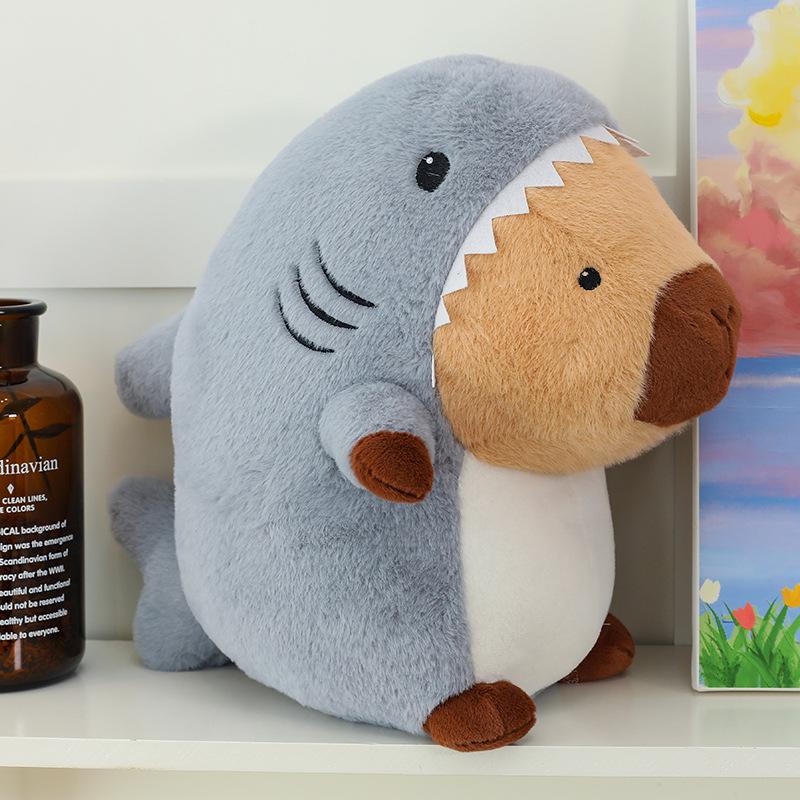 Kawaii Shark Capybara Plush Toy Cartoon Animal Pillow Sofa Cushion Capibara Ornament Doll Room Decorate Birthday Christmas Gifts