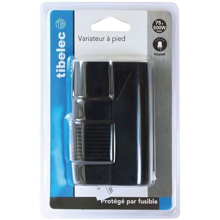 Variateur - TIBELEC - Noir - 75-500W - 220V - Intérieur - Rectangulaire