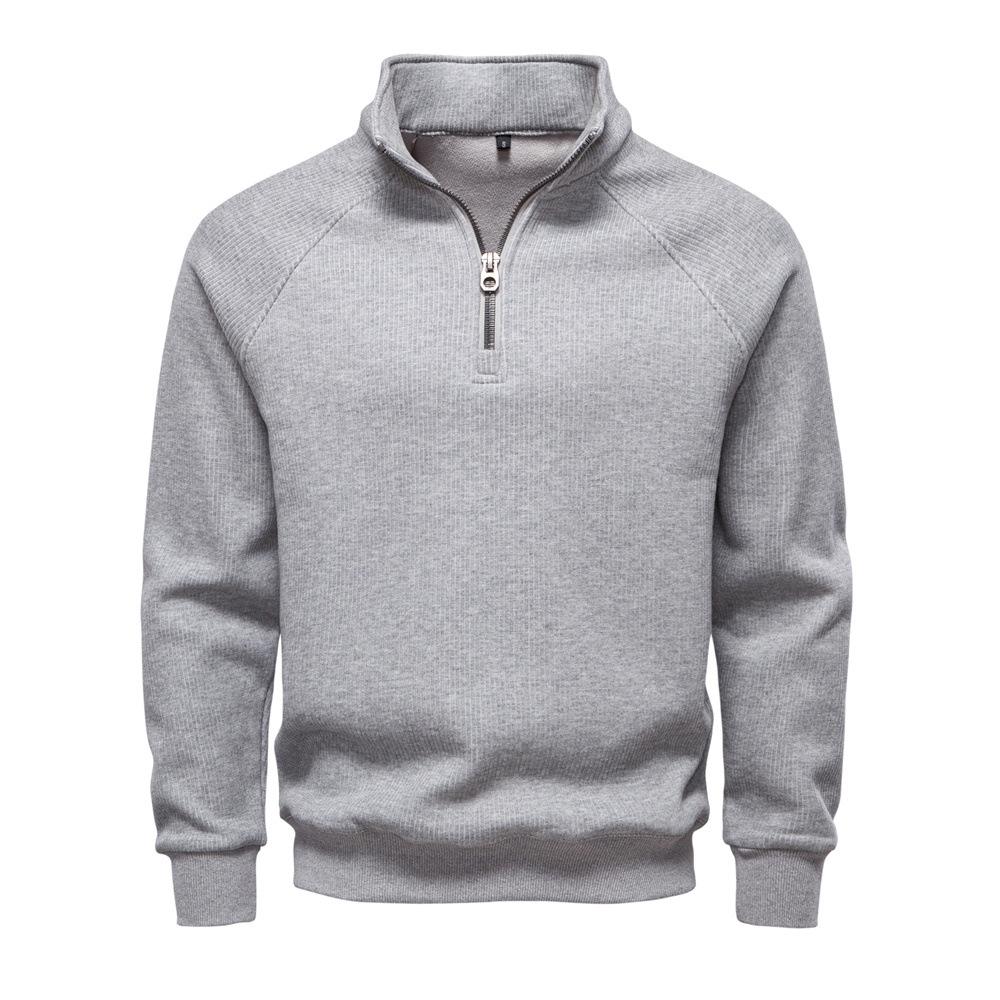 Men's Fleece Sweatshirt Long Sleeve Turtleneck Pullover Quarter Zipper Up Stand Collar Winter Fall Sweat Shirts for Men Texture Loose Pullover Tops