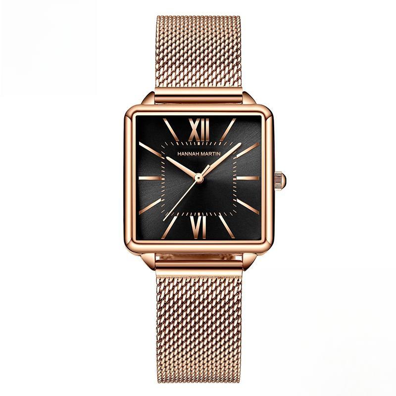 Japan Quartz Movement Green Dial Roman Square Watches Case Fashion Wristwatch Ladies Rose Gold Watches For Women AVE