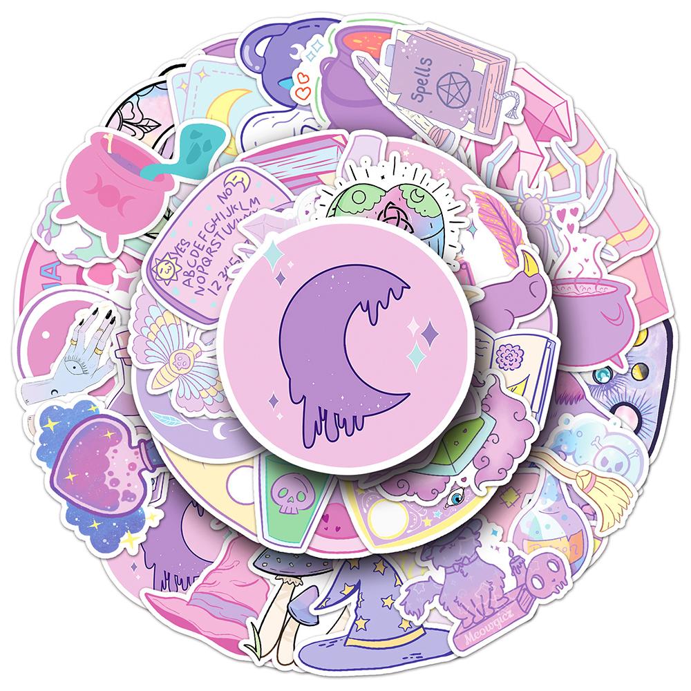 10/30/50pcs Cute Pink Magic Witch Graffiti Stickers Aesthetic Art Decals DIY Notebook Helmet Phone Goth Waterproof Sticker Decor
