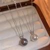 Simple Pearl Cubic Silver Chain Mini Necklace for Women