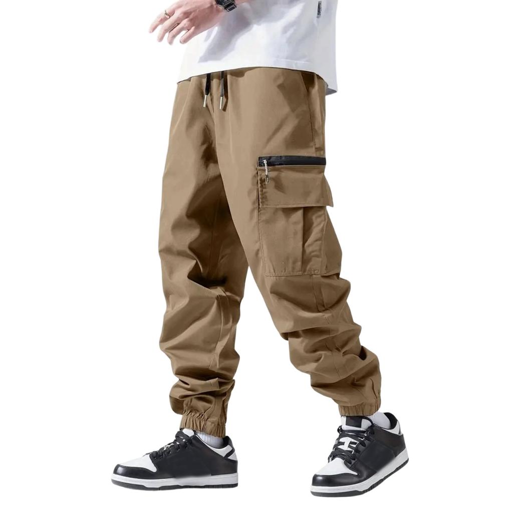 Herren Freizeit Outdoor Cargo-Hose Kordelzug Taille Verstellbar Jogger Stil Mehrere Taschen Funktional Arbeitskleidung Verjüngtes Knöchellang
