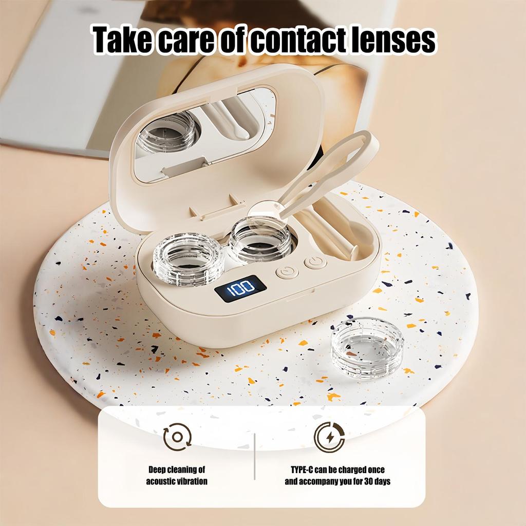 Portable Contact Lenses Case Ultrasonic Contact Lenses Cleaner Remove Tear Protein Cleaning Machine with USB Charging