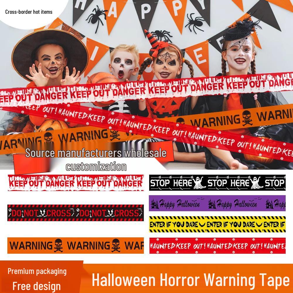 Ghostly Halloween Warning Tape - Spooky House Decoration