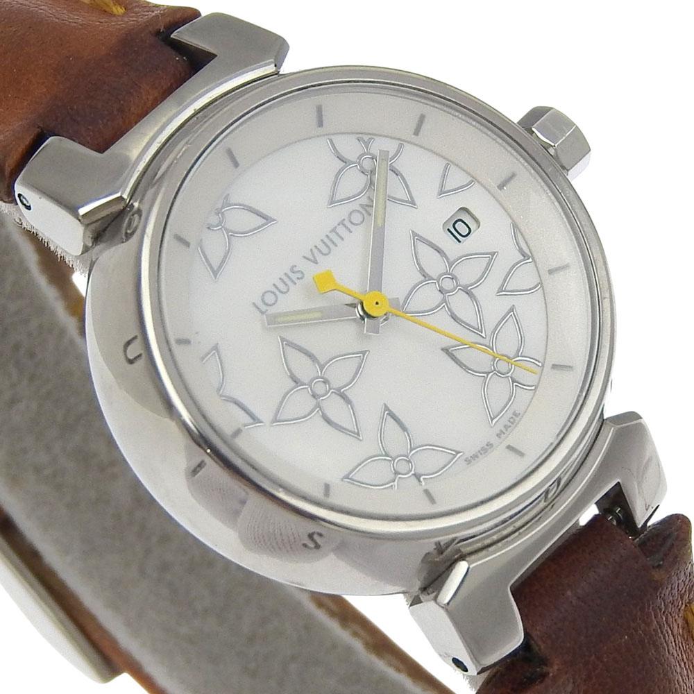 LOUIS VUITTON Tambour Watches Q121C whiteDial Stainless Steel/leather Quartz Analog display Women Used