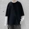Men T-shirt Fake Two Pieces Long Sleeves O Neck Contrast Color Sweatshirt Warm Casual Plus Size Soft Hip Hop Men Top for School