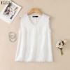 ZANZEA Women Lace Splice V-Neck Casual Sleeveless Tank Tops