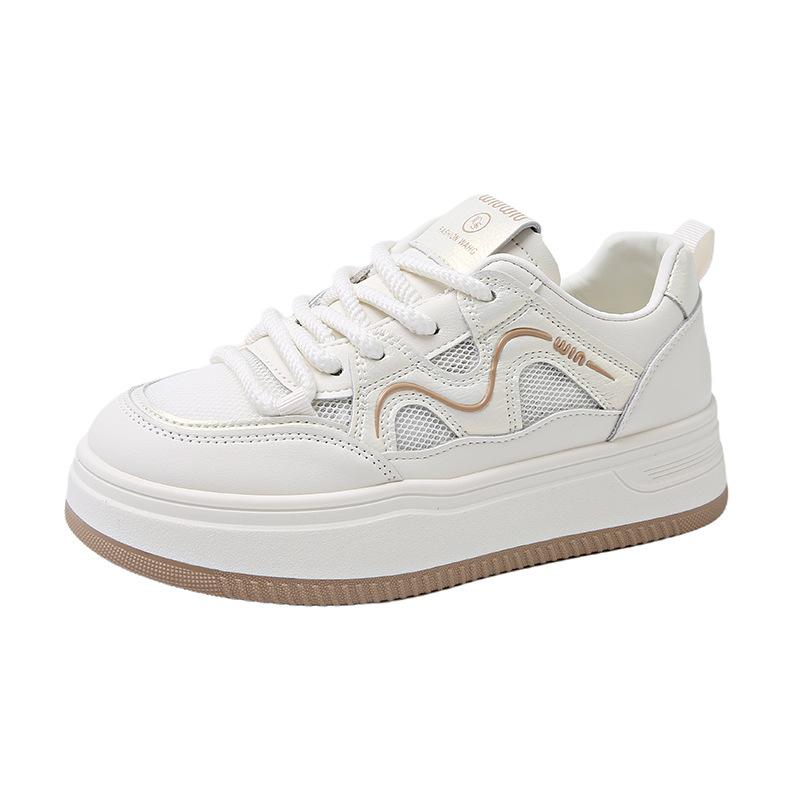 Thick-soled little white women's shoes spring new heightening bread shoes versatile niche soft-soled sports board shoes