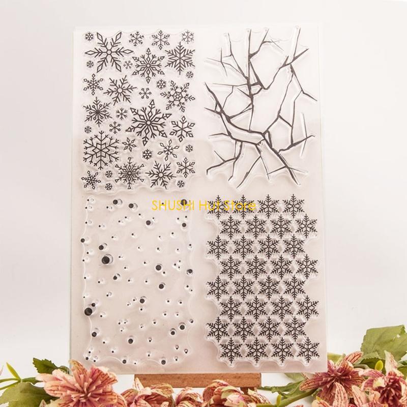 Clear Stamp Snowflake Transparent Silicone Stamp for Card Journal Decorations D57B