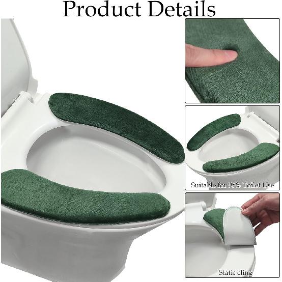 Thick and Warm Toilet Seat Cover, Self-Adhesive Toilet Seat Cushion Cover, Reble Washable Toilet Seat Cover Pad for Winter Bathrooms, Comfortable