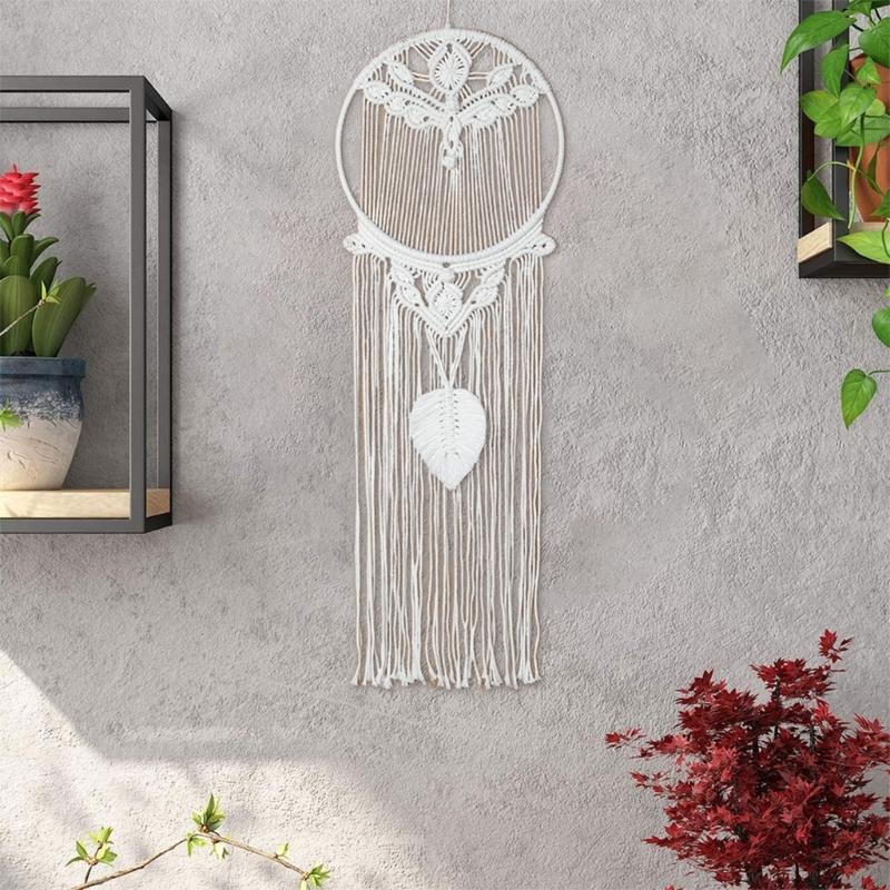 Macrame Woven Wall Hanging Leaf Tree Dream Catcher,Bohemian Handmade Room Hanging Tapestry,Wedding Decoration Crafts