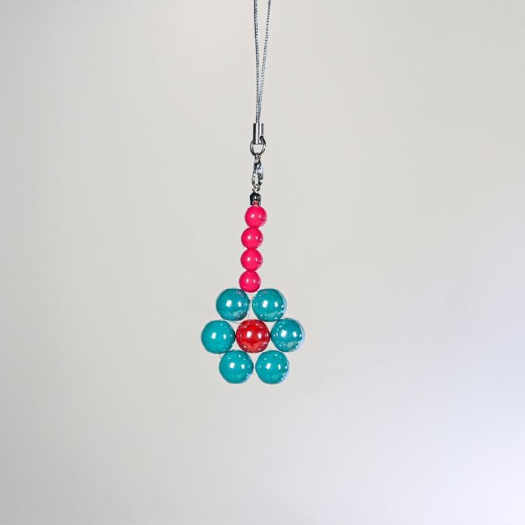 Colorful Bead Flower Pendant Phone Charm Hangings Rope Sweet Phone Chain Strap Bag Decoration Lanyard Keychain Accessory
