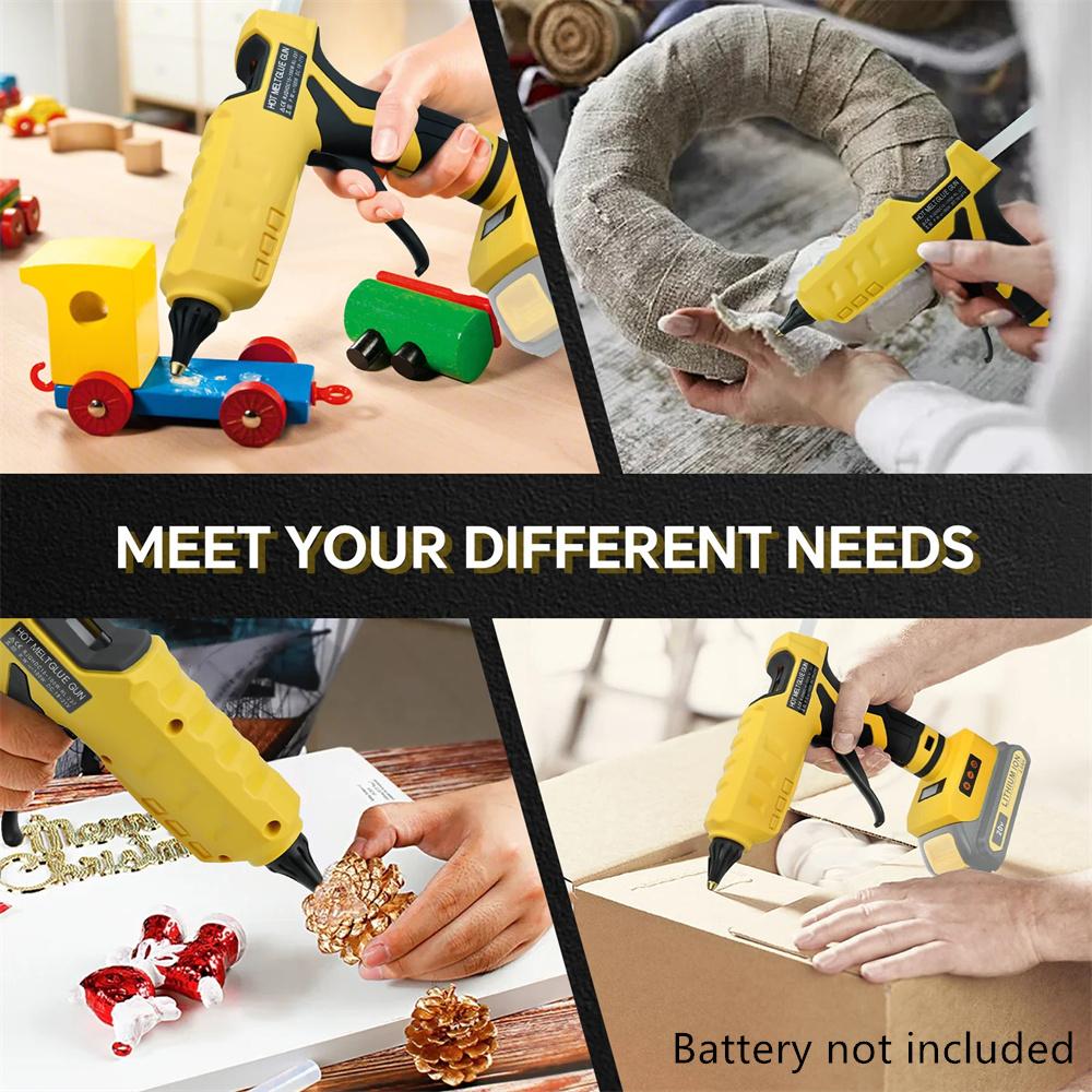 100W Cordless Glue Gun LCD Digital Display for Dewalt 20V Battery (No Battery)