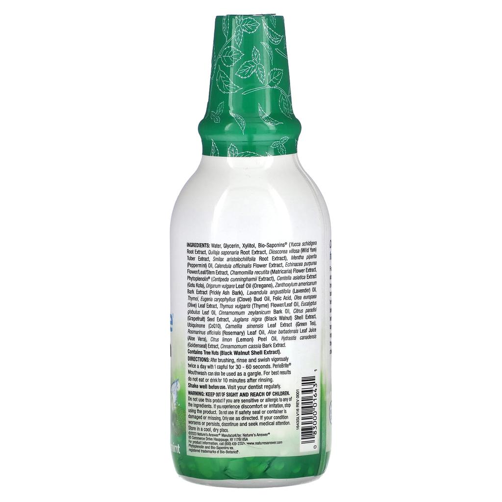 Nature's Answer Periobrite, Mouthwash with Xylitol, Cool Mint, 480 Ml (16 Fl Oz)
