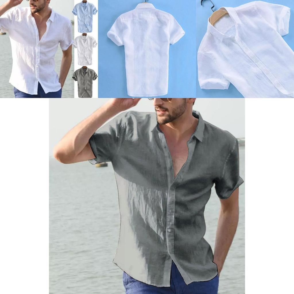 Luxury Men's Short Sleeve Linen T-shirt For Daily Wear In Casual Loose Fit