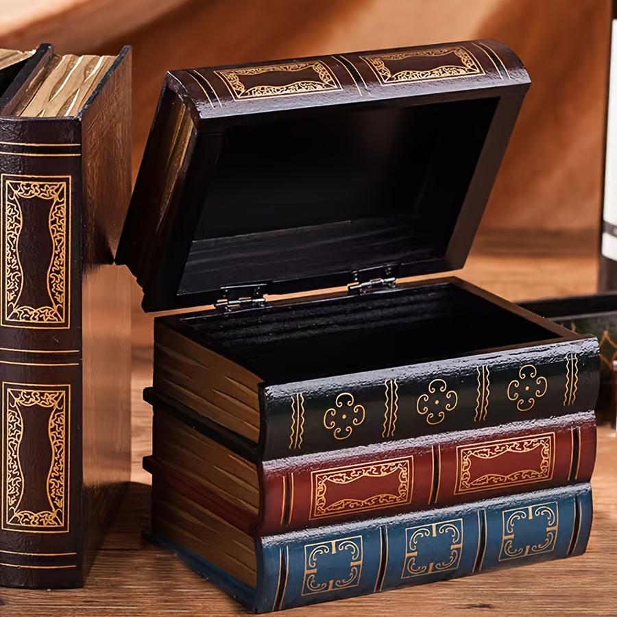 Vintage Style Antique Book Storage Box Wooden Stackable Decorative Office Storage Box Vintage Decorative Prop Book Decoration