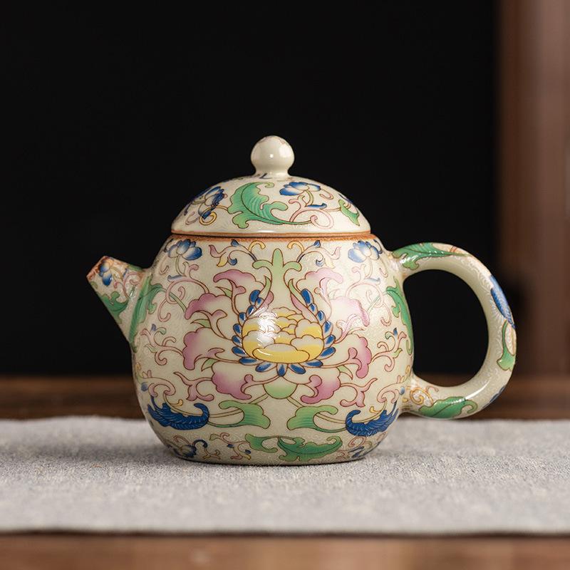 Full Color Yellow Ru Kiln Teapot, Single Pot Opening Can Raise Agate Into Glaze, Hand-brewed Teapot Gift Box, Business Accompaniment