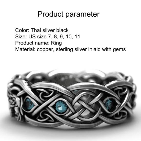 Ring Faux Topaz Design Inlaid Wolf Men Luxury Ring for Party