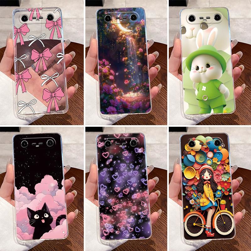 Per Tecno Spark Slim 2025 Custodia Trasparente Lusso Carino Coniglio Amore Silicone Morbido TPU Cover Posteriore Custodia per Telefono Tecno Spark Slim 4G KM7k