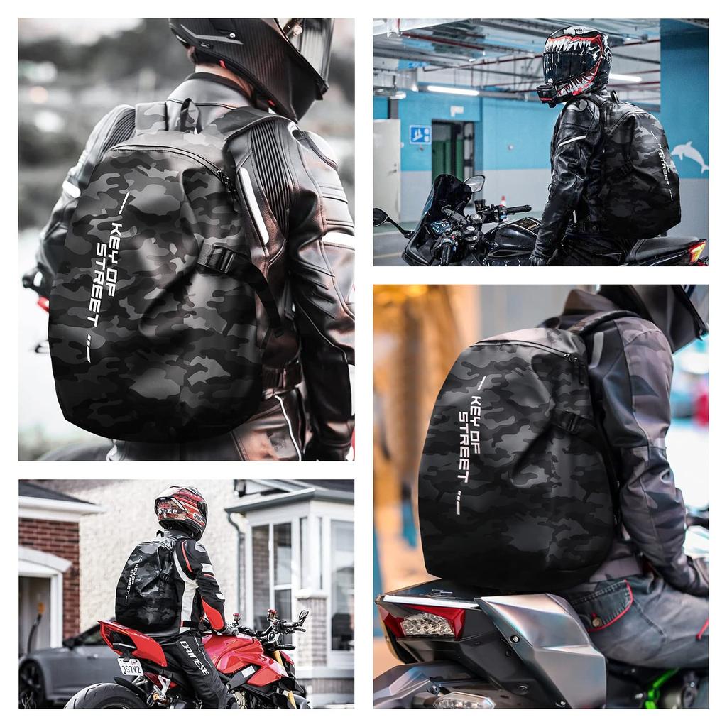 SEAFEW Waterproof Motorcycle Helmet Helmet Large Capacity Travel Bag for and Camping Black Men's Bag, Backpack, Case, Cycling, Mountaineering, Sports,