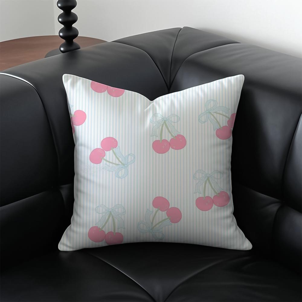 Cherrypatterned floral print Cushion Cover Pillow Case Antidustmite Invisible zipper silky plush cushion