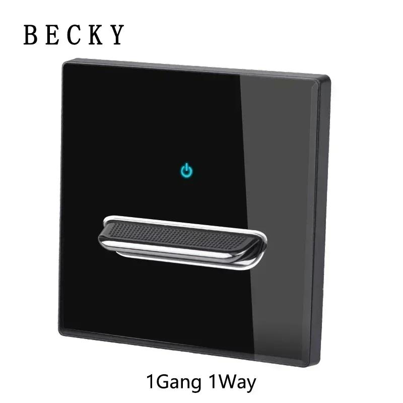 Black Tempered Glass Wall Switch Panel Led European 16a Socket Retro Toggle Light Switch Eu Uk Standard 2usb Socket 1Gang-4gang