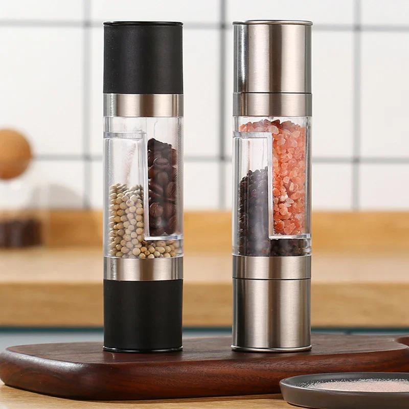 Manuell Salt- och Pepparkvarn i Rostfritt Stål 2 i 1 Salt- och Pepparkvarn med Justerbar Keramisk Malning Krydda Köksredskap