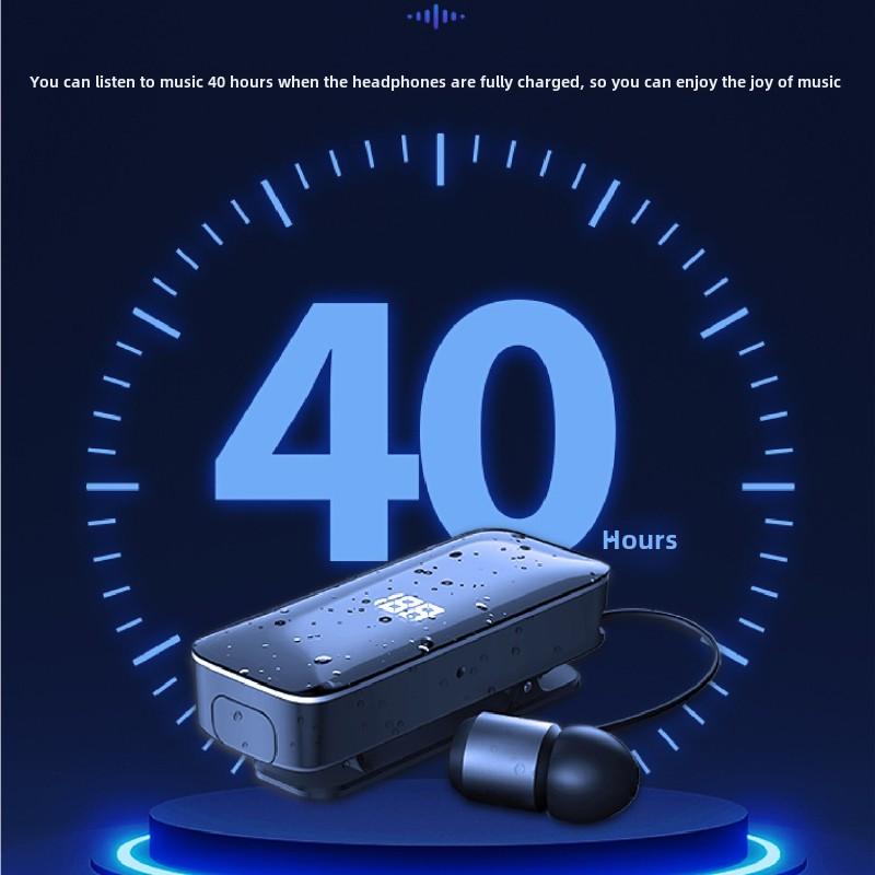 Wireless Sports Retractable Bluetooth Headset Noise Reduction Extra Long Standby Collar Clip Incoming Vibration