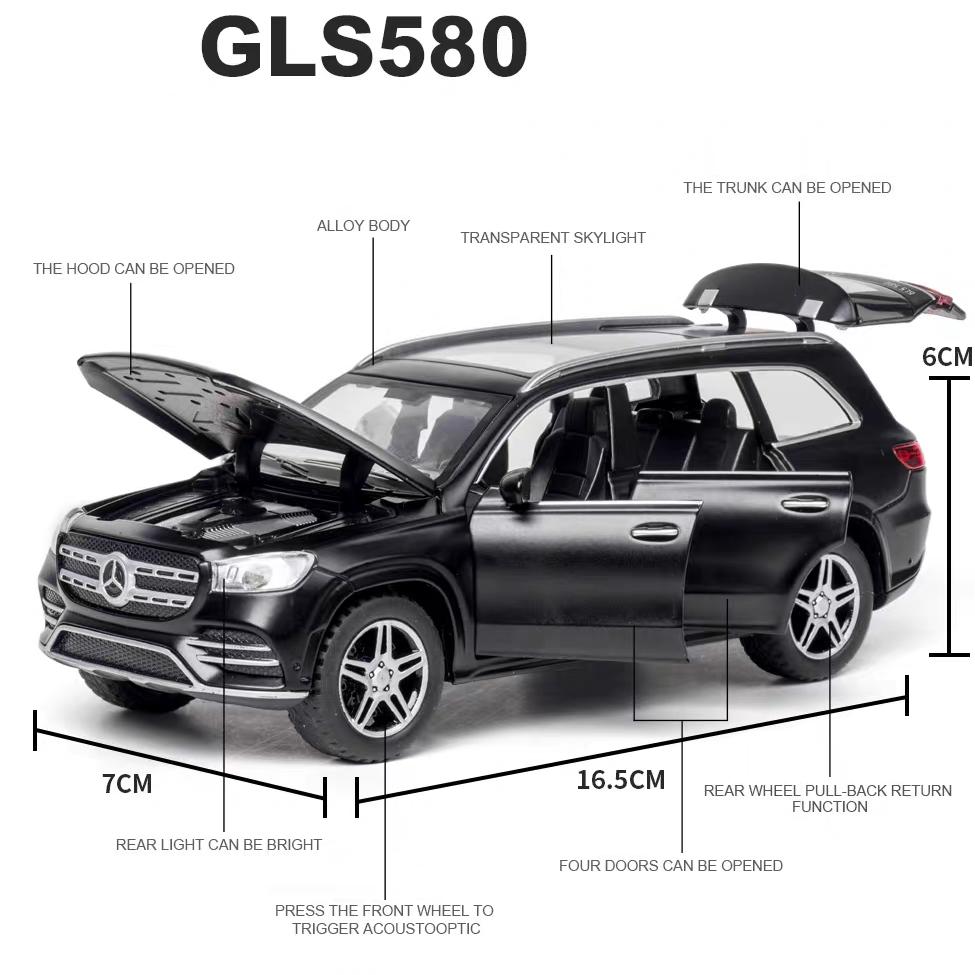 Mercedes Benz GLS580 4 Matic Luxury SUV Simulation Diecast & Toy Vehicles Sounds & Light Pull Back Car 1:32 Alloy Model