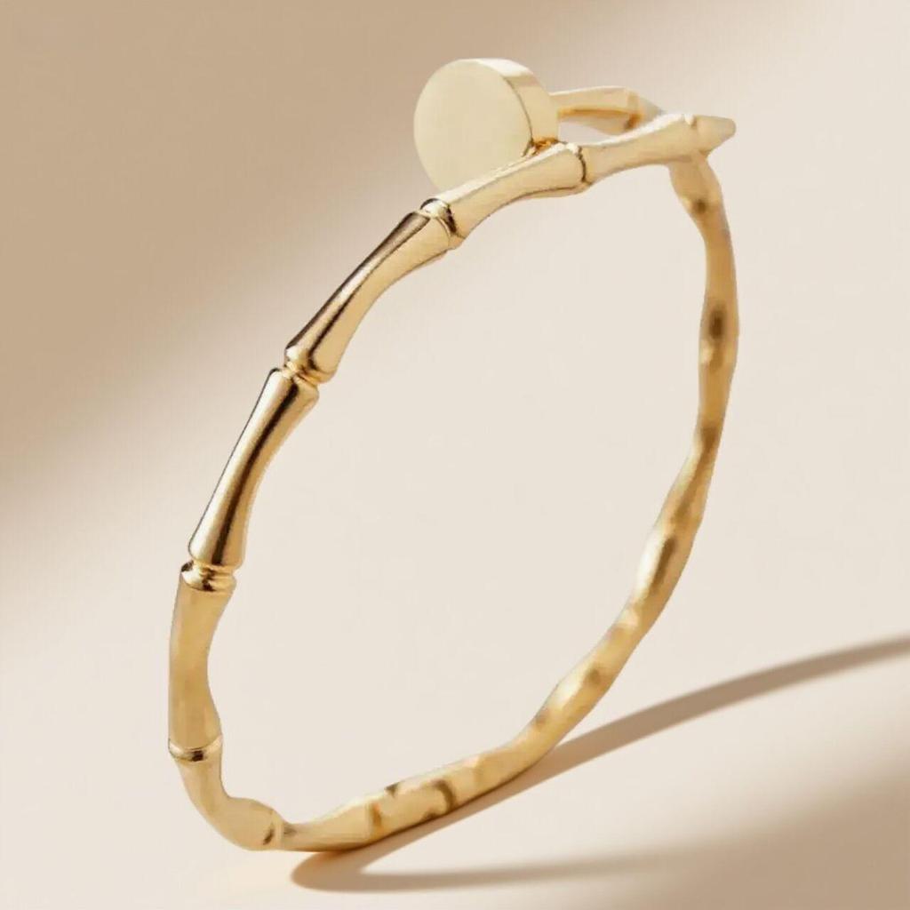 Retro Versatile Titanium Steel Open Bamboo Bangle Bracelet