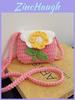 Baby Girl Mini Knit Flower Purse With Snap Closure For Daily Use